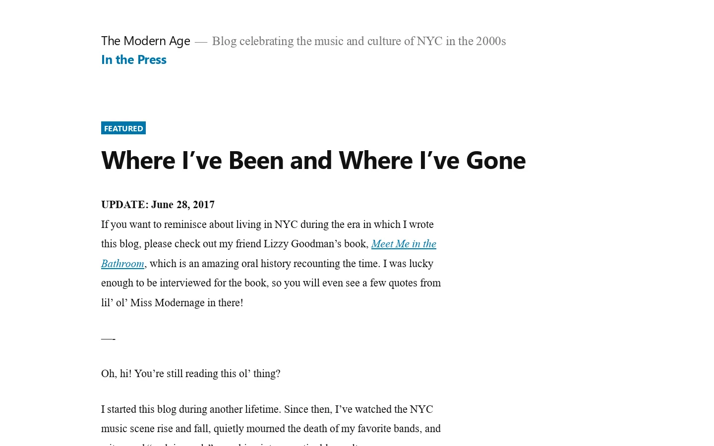 The Modern Age Homepage screenshot