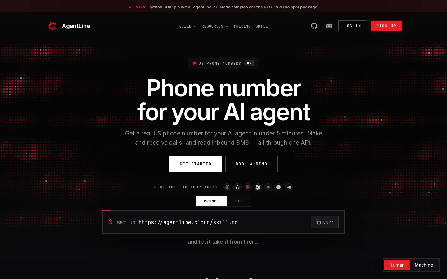 AgentLine Homepage screenshot