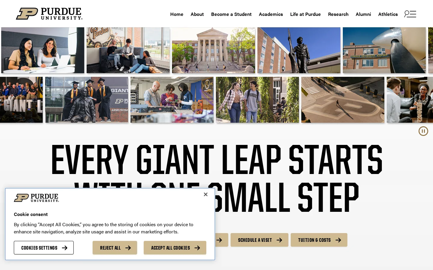 Purdue University Homepage screenshot