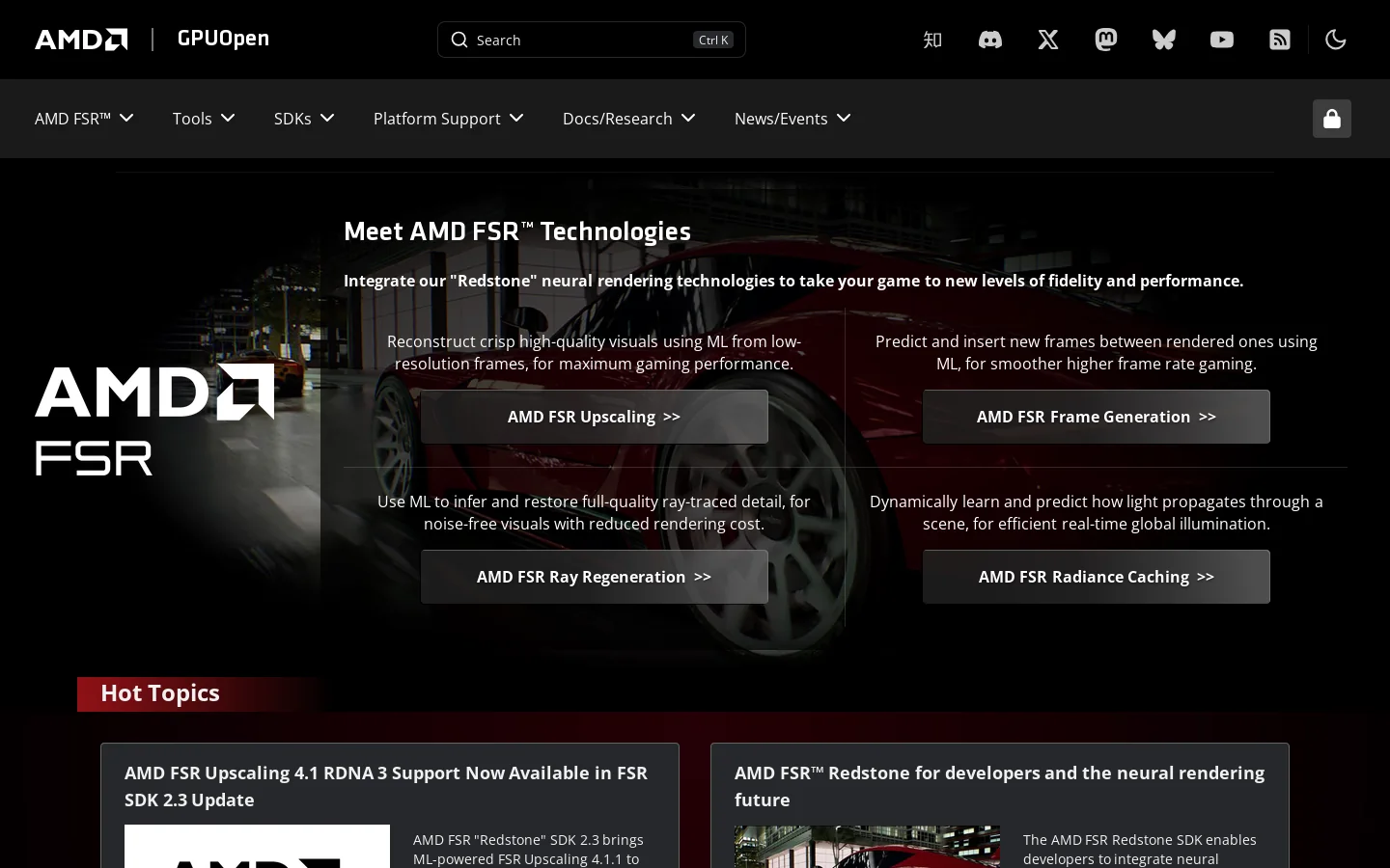 AMD GPUOpen Developer Portal - AMD GPUOpen Homepage screenshot