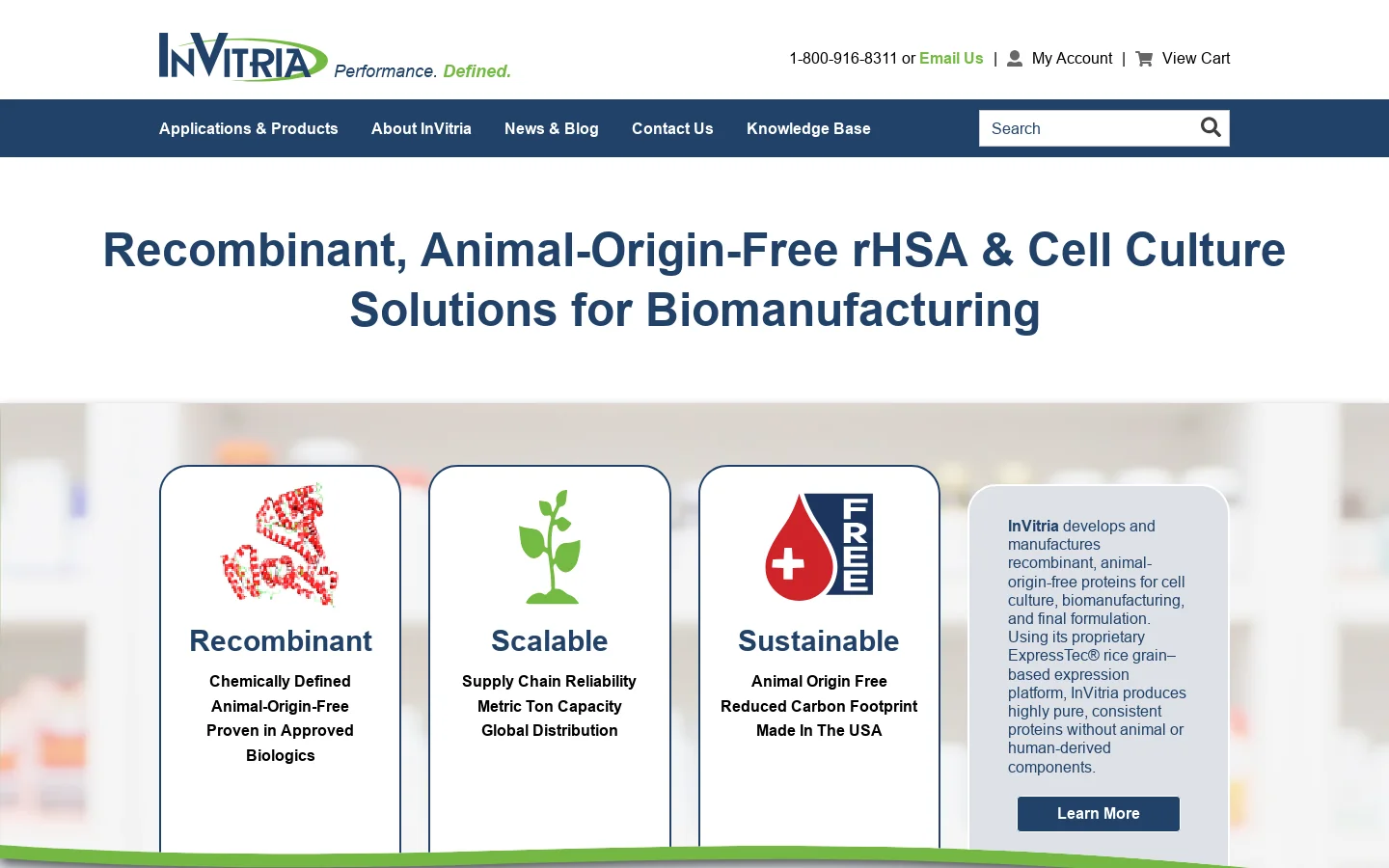 InVitria Homepage screenshot