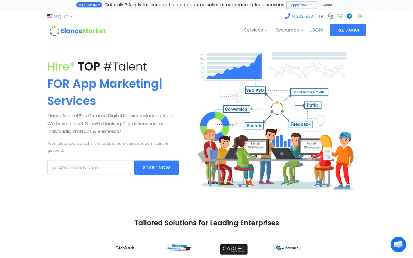 ElanceMarket™ Homepage screenshot