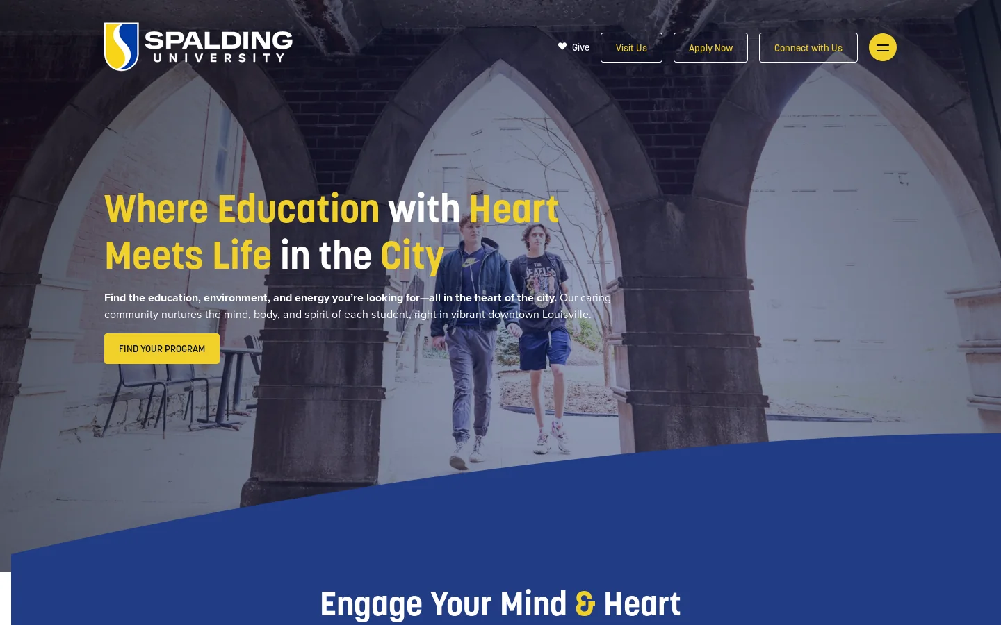 Spalding University Homepage screenshot