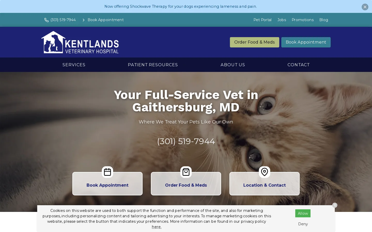 Kentlands Veterinary Hospital Homepage screenshot