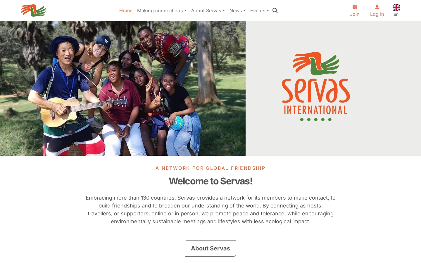Servas Homepage screenshot