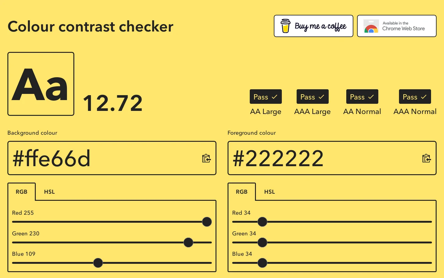 Colour Contrast Checker Homepage screenshot