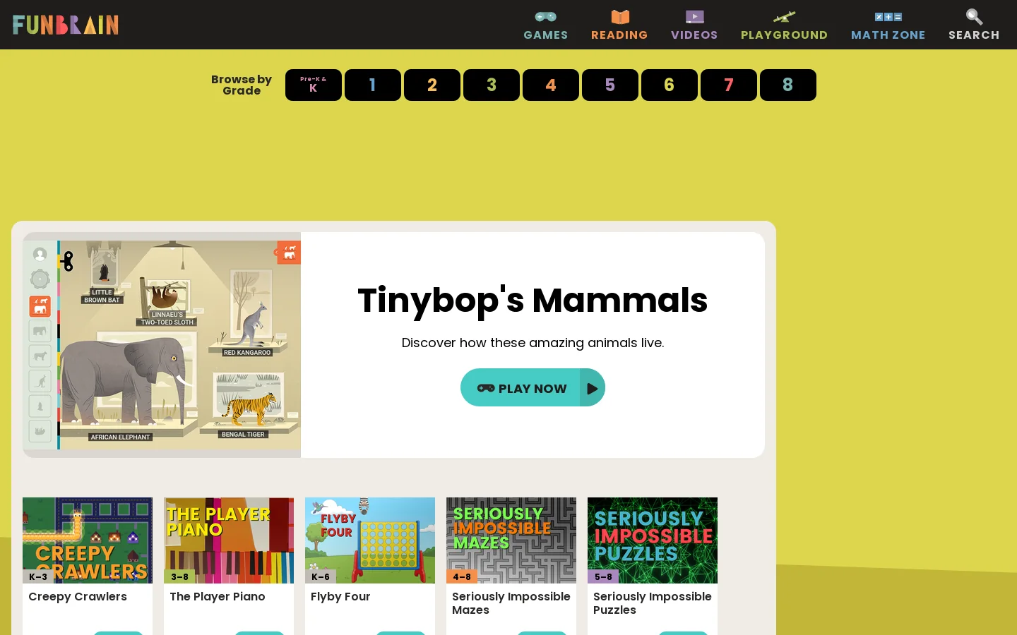 Funbrain Homepage screenshot