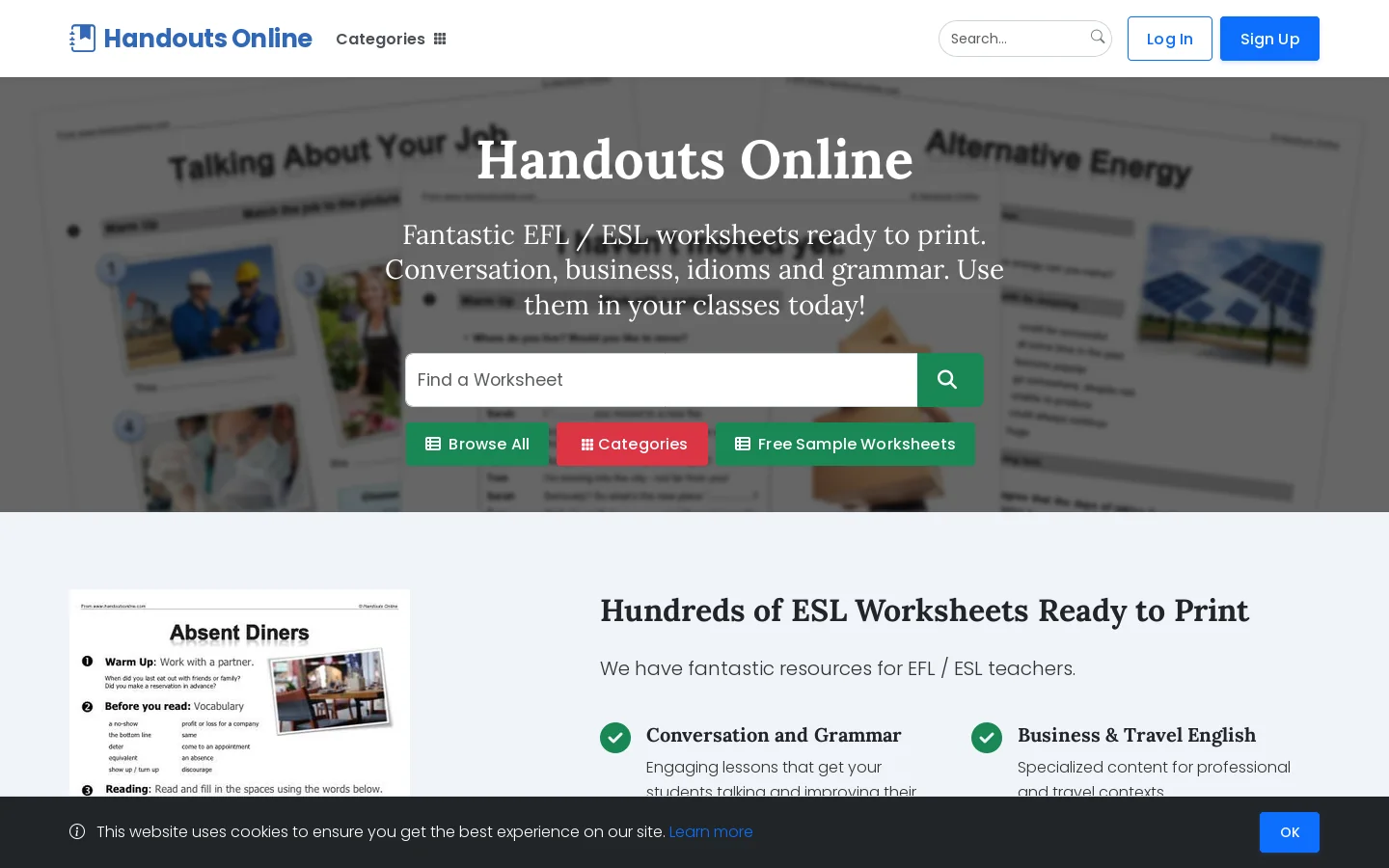Handouts Online Homepage screenshot