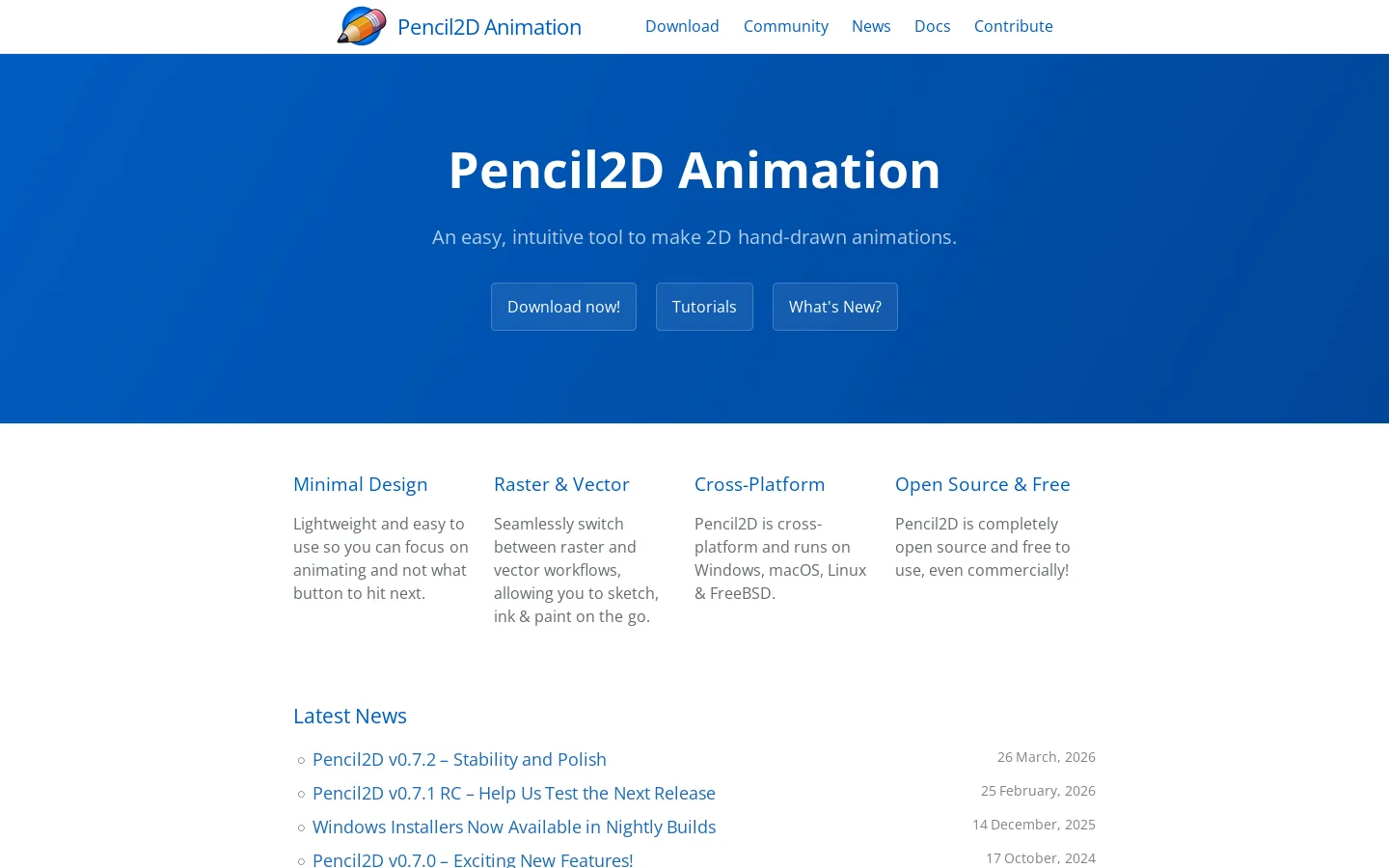 Pencil2D Animation Homepage screenshot