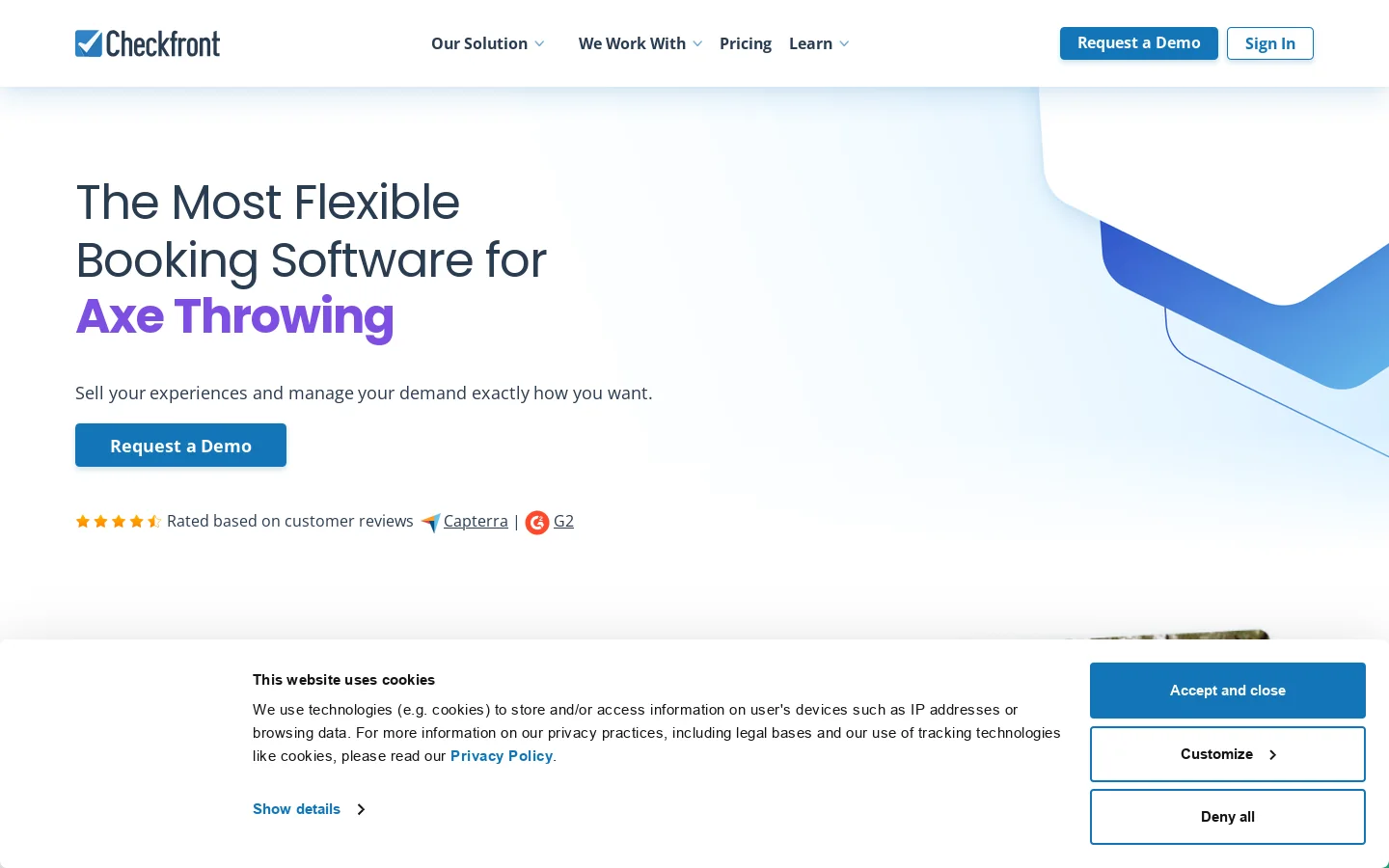 Checkfront Homepage screenshot