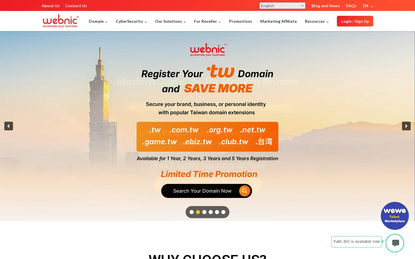 WebNIC Homepage screenshot
