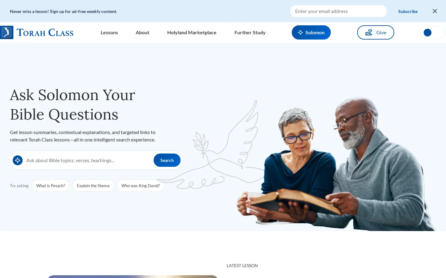 Torah Class Homepage screenshot