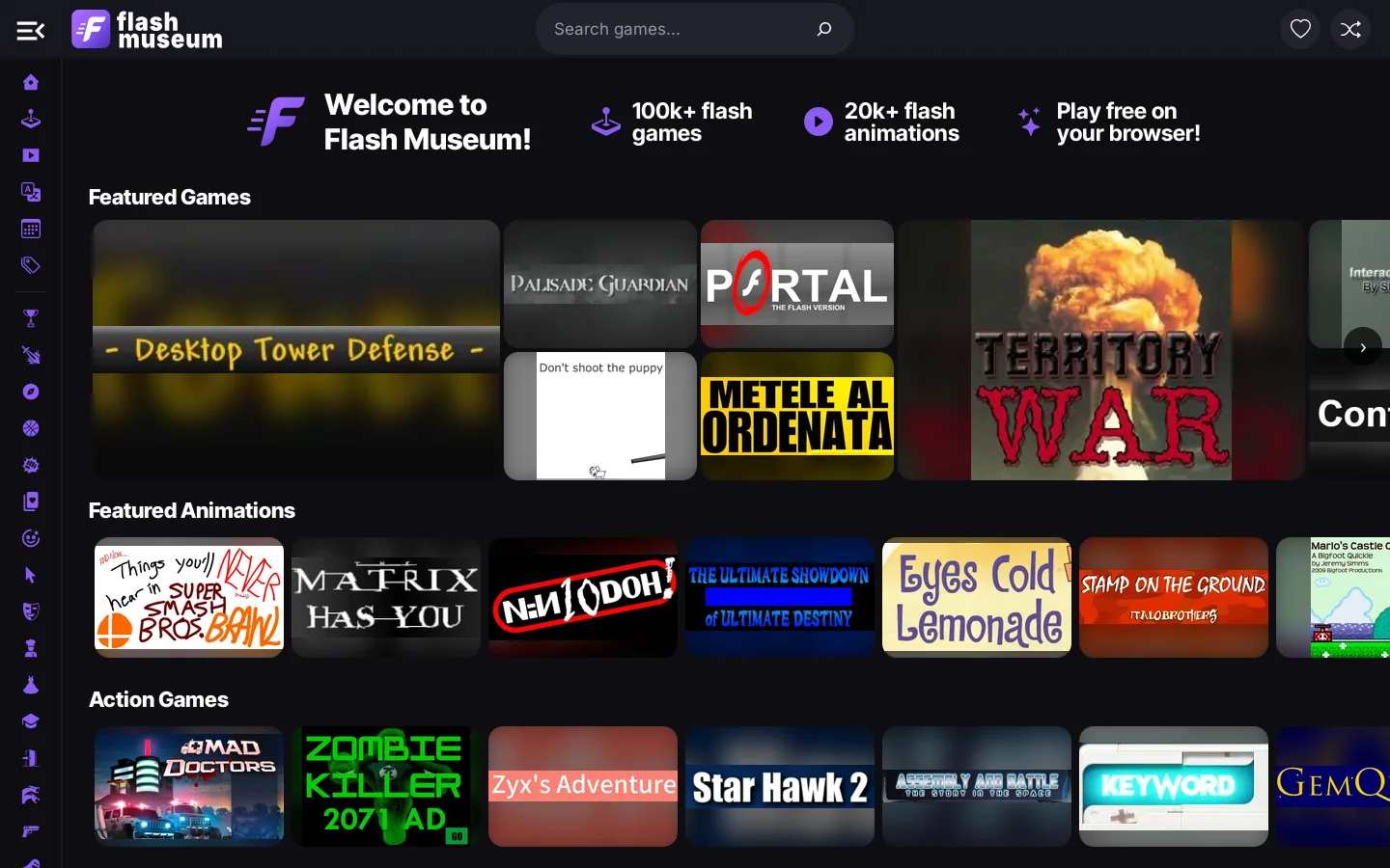 Flash Museum Homepage screenshot
