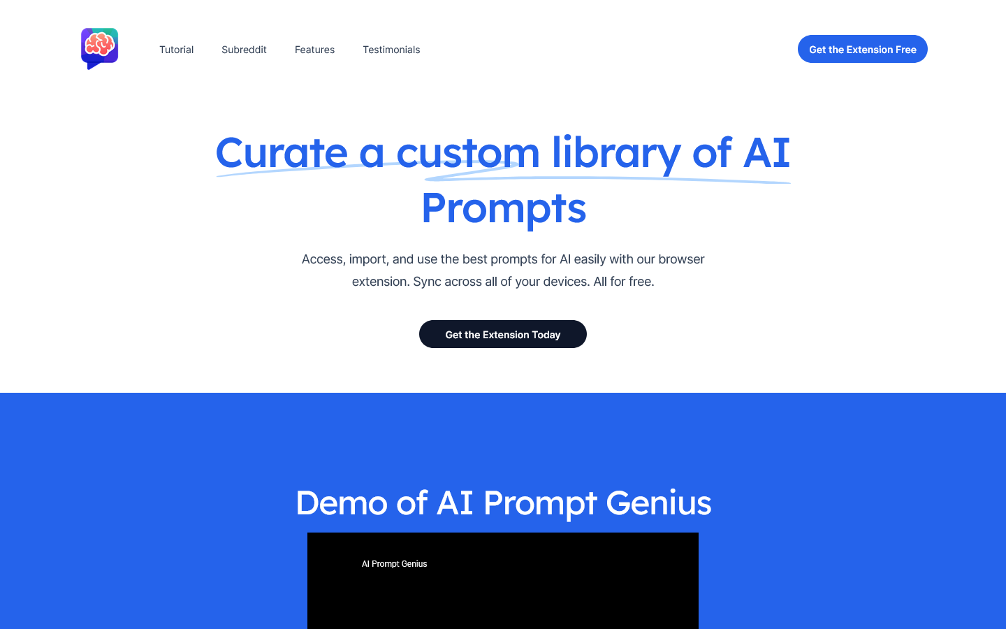 ChatGPT Prompts Extension | Discover, Share and Use Best Prompts Homepage screenshot