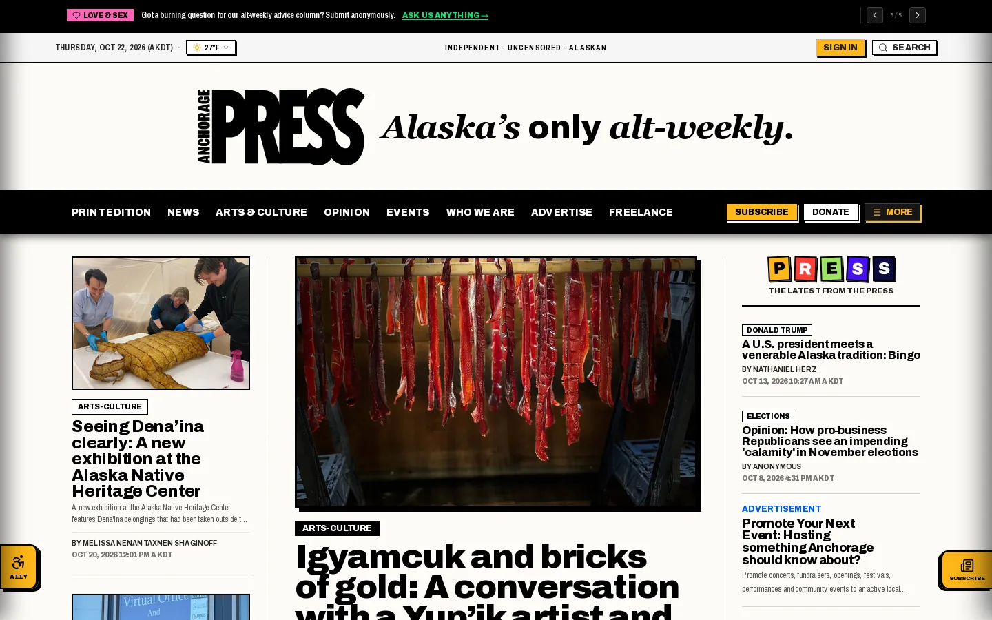 Anchorage Press Homepage screenshot