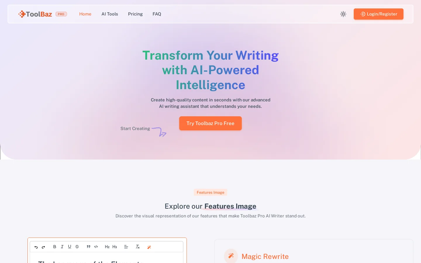 ToolBaz Pro Homepage screenshot