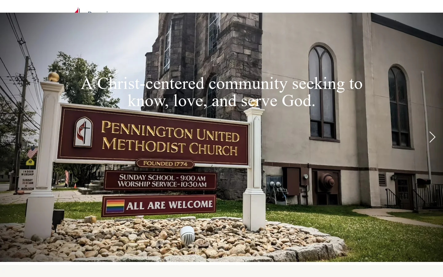 Pennington United Methodist Church: Open Hearts, Open Minds, Open Doors Homepage screenshot