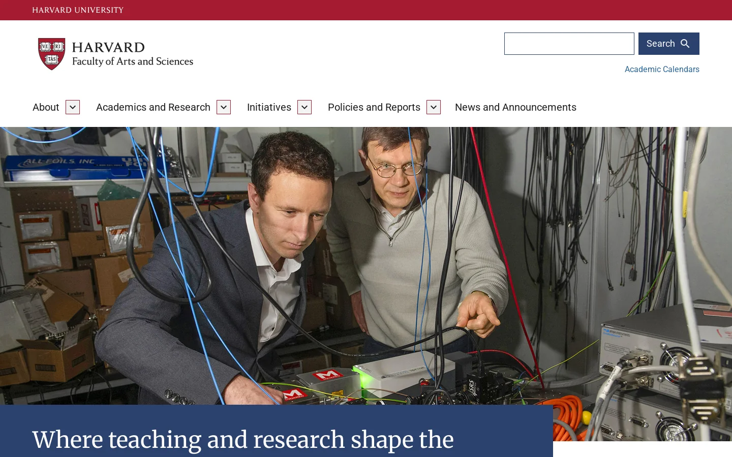 Harvard Faculty of Arts and Sciences | Faculty of Arts & Sciences Homepage screenshot