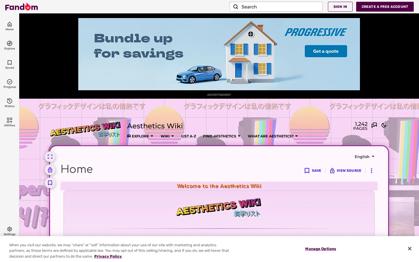 Aesthetics Wiki Homepage screenshot
