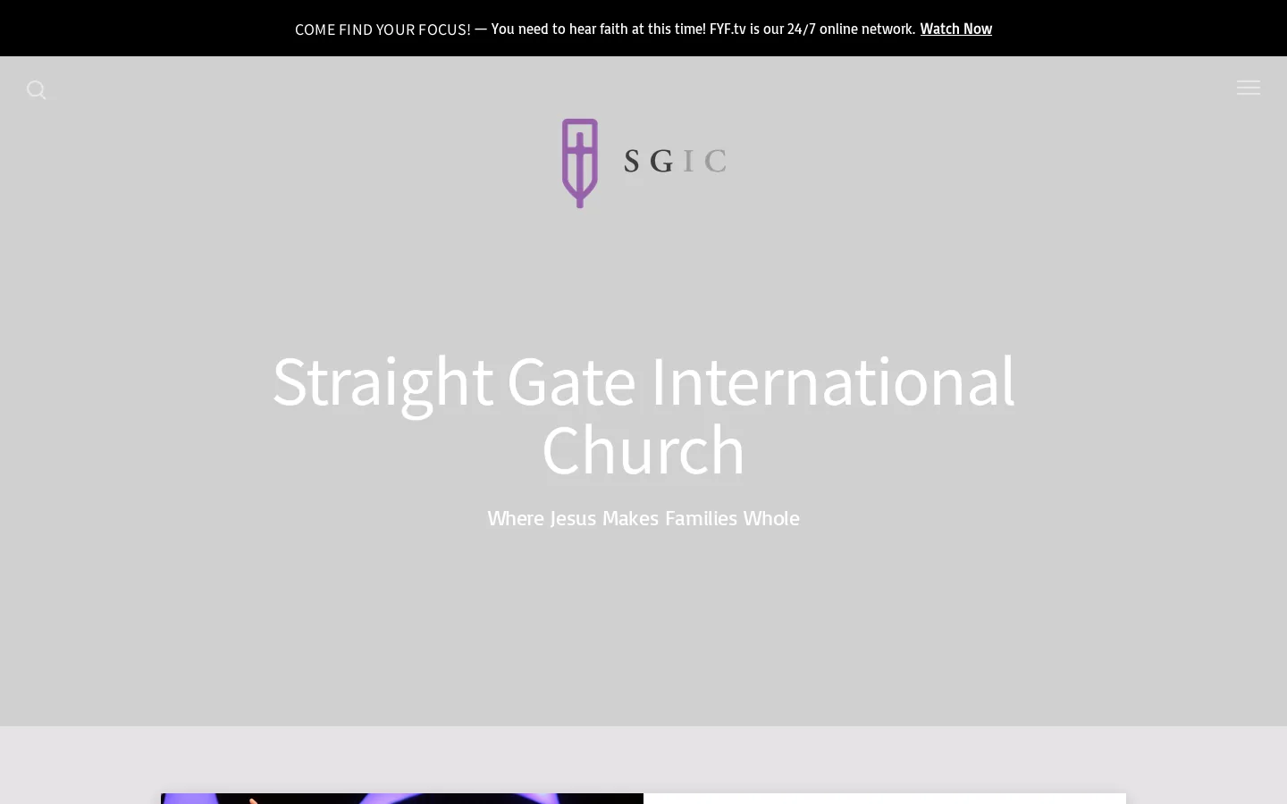 Straight Gate Church Homepage screenshot