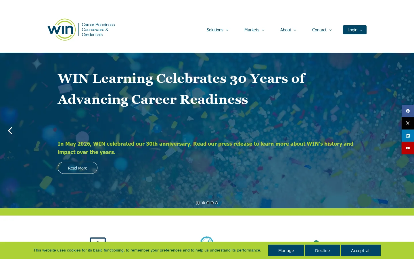 WIN Learning Homepage screenshot