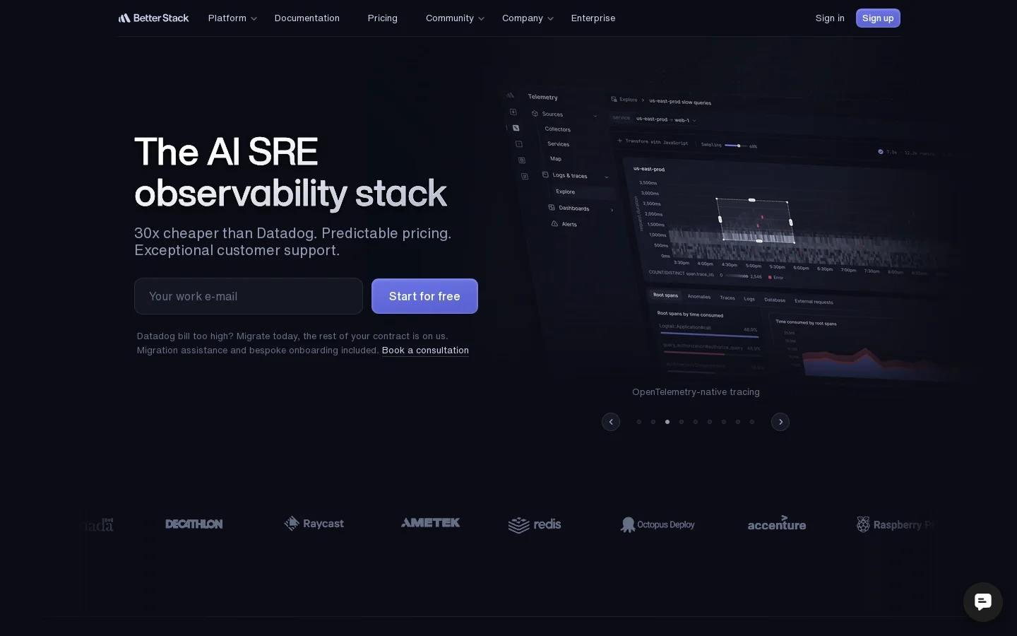 Better Stack Homepage screenshot