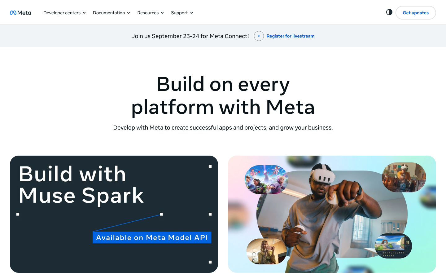 Products & Solutions for AI Developers | Meta Homepage screenshot