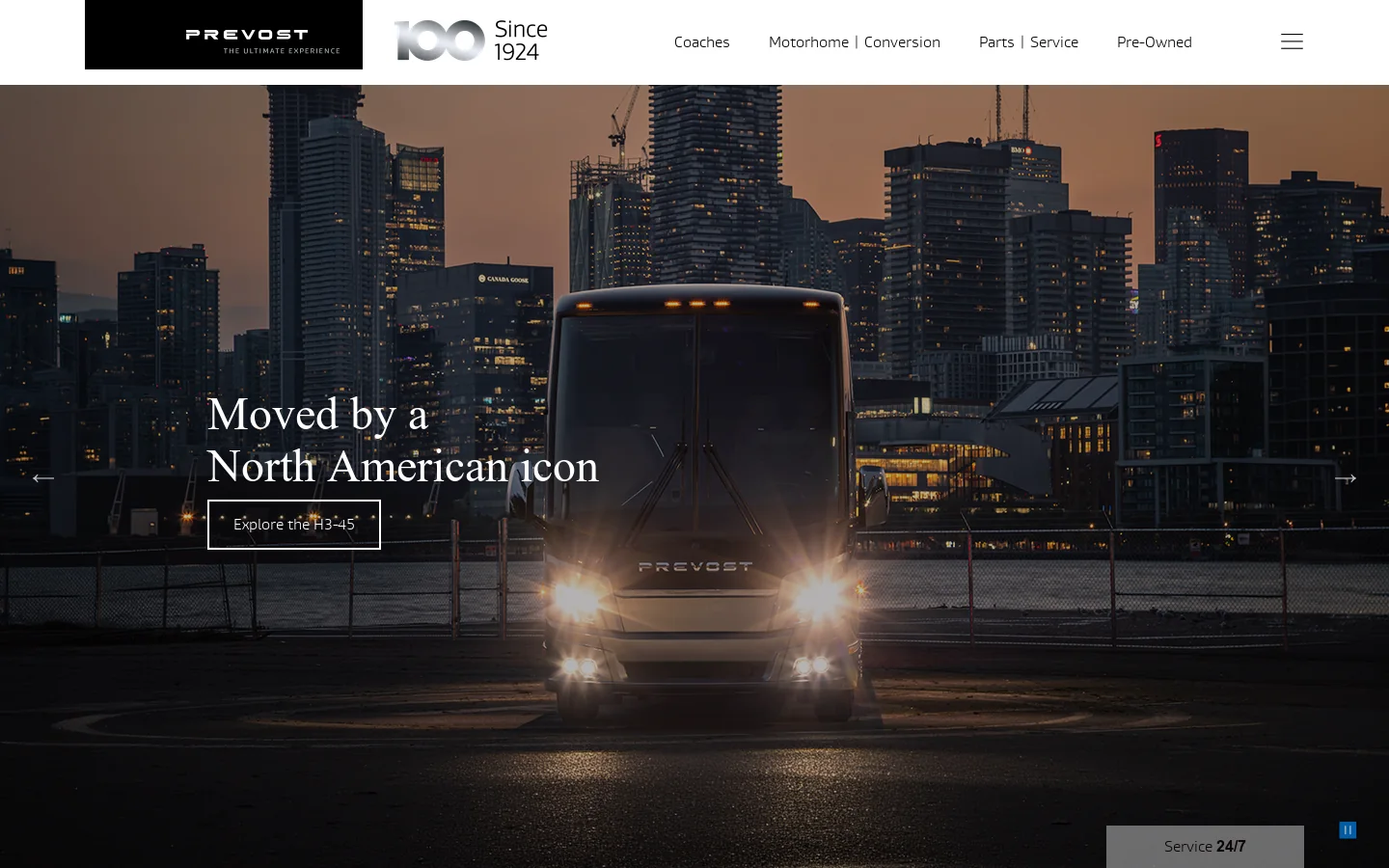 Prevost The Ultimate Experience | Prevost Homepage screenshot