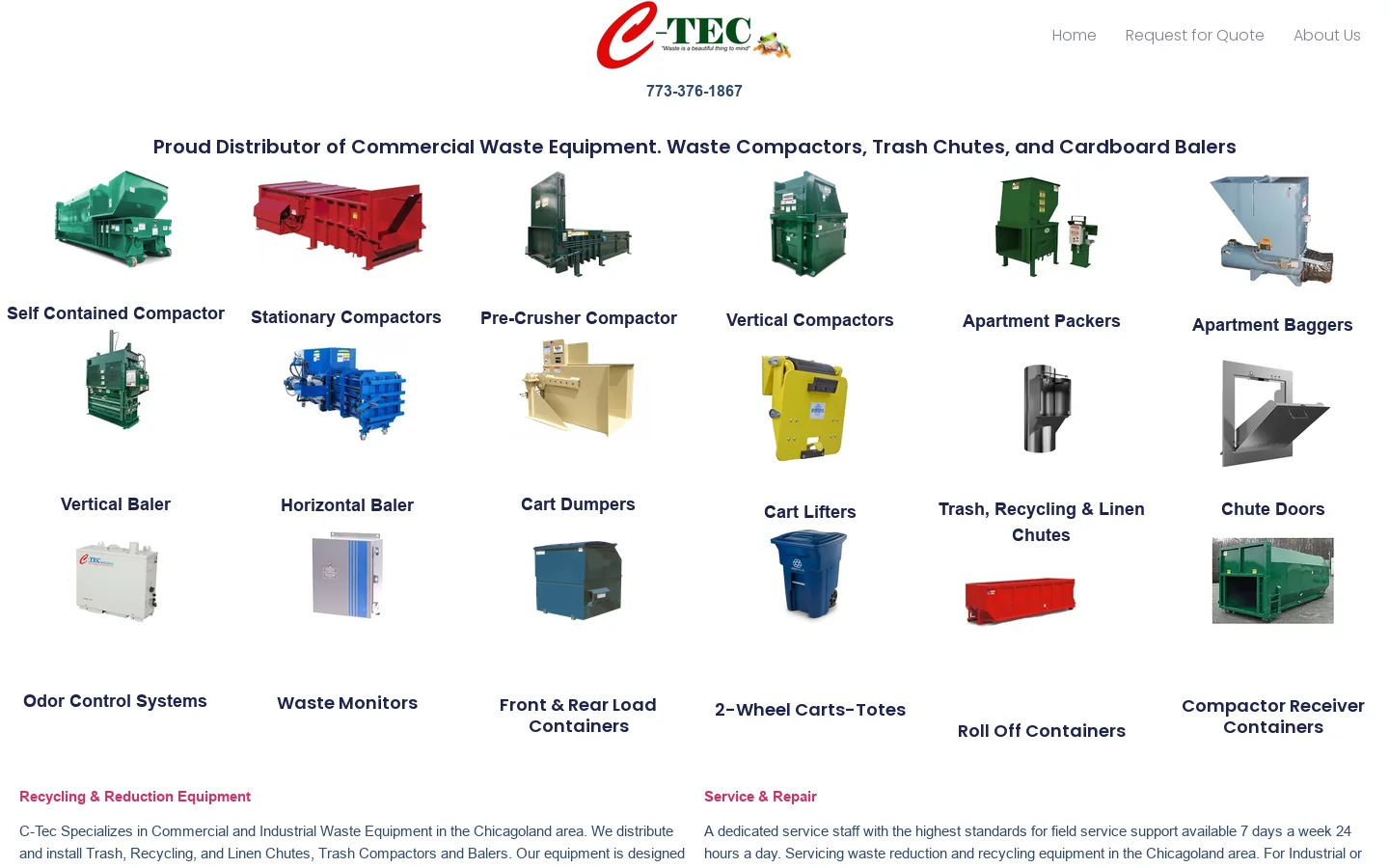 C-Tec is a Proud Distributor of Commercial Waste Equipment in IL Homepage screenshot