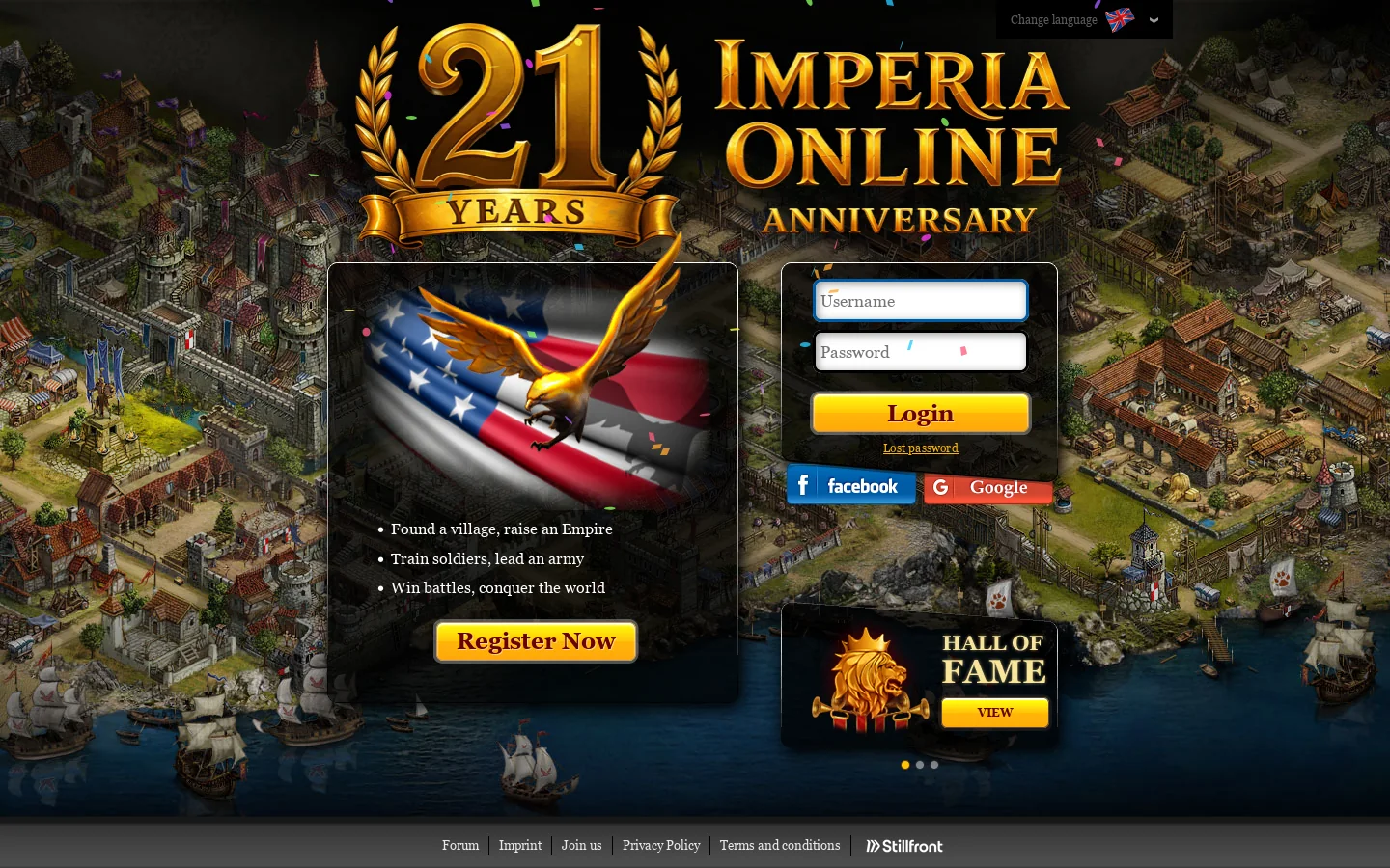 Imperia Online Homepage screenshot