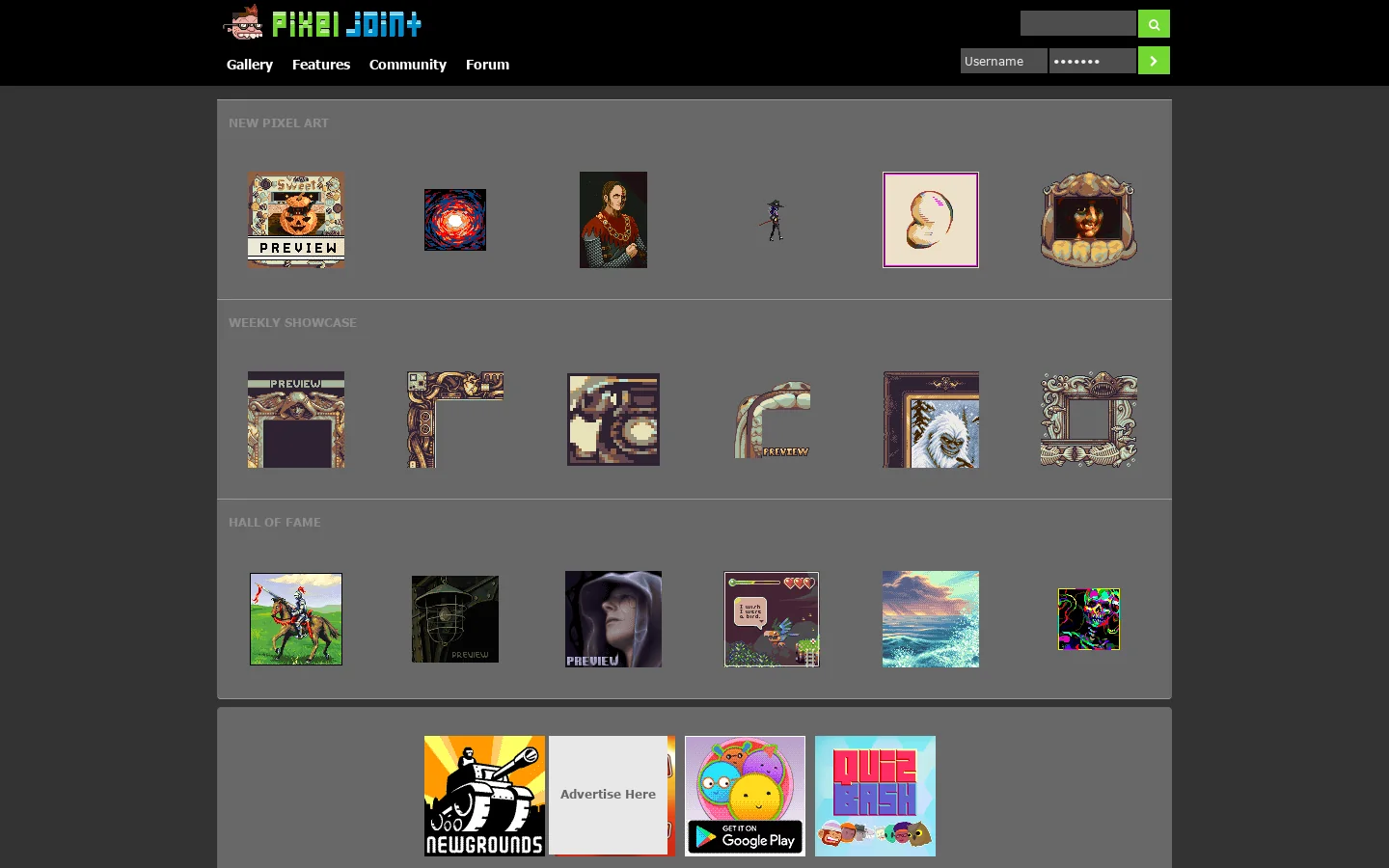 Pixel Joint Homepage screenshot