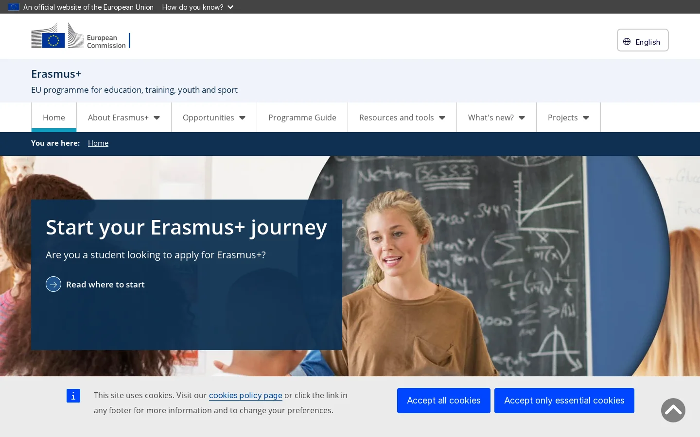 Home - Erasmus+ Homepage screenshot