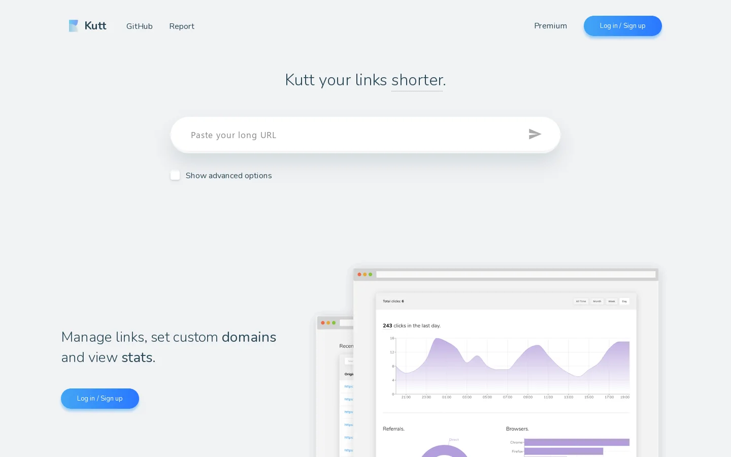 Kutt Homepage screenshot