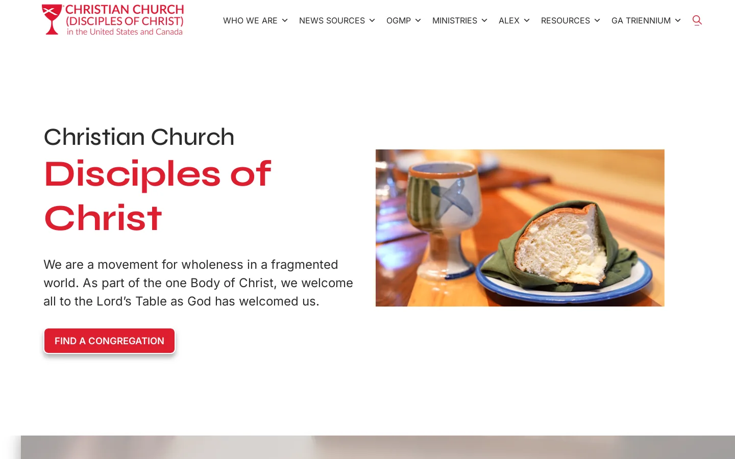 Christian Church (Disciples of Christ) Homepage screenshot