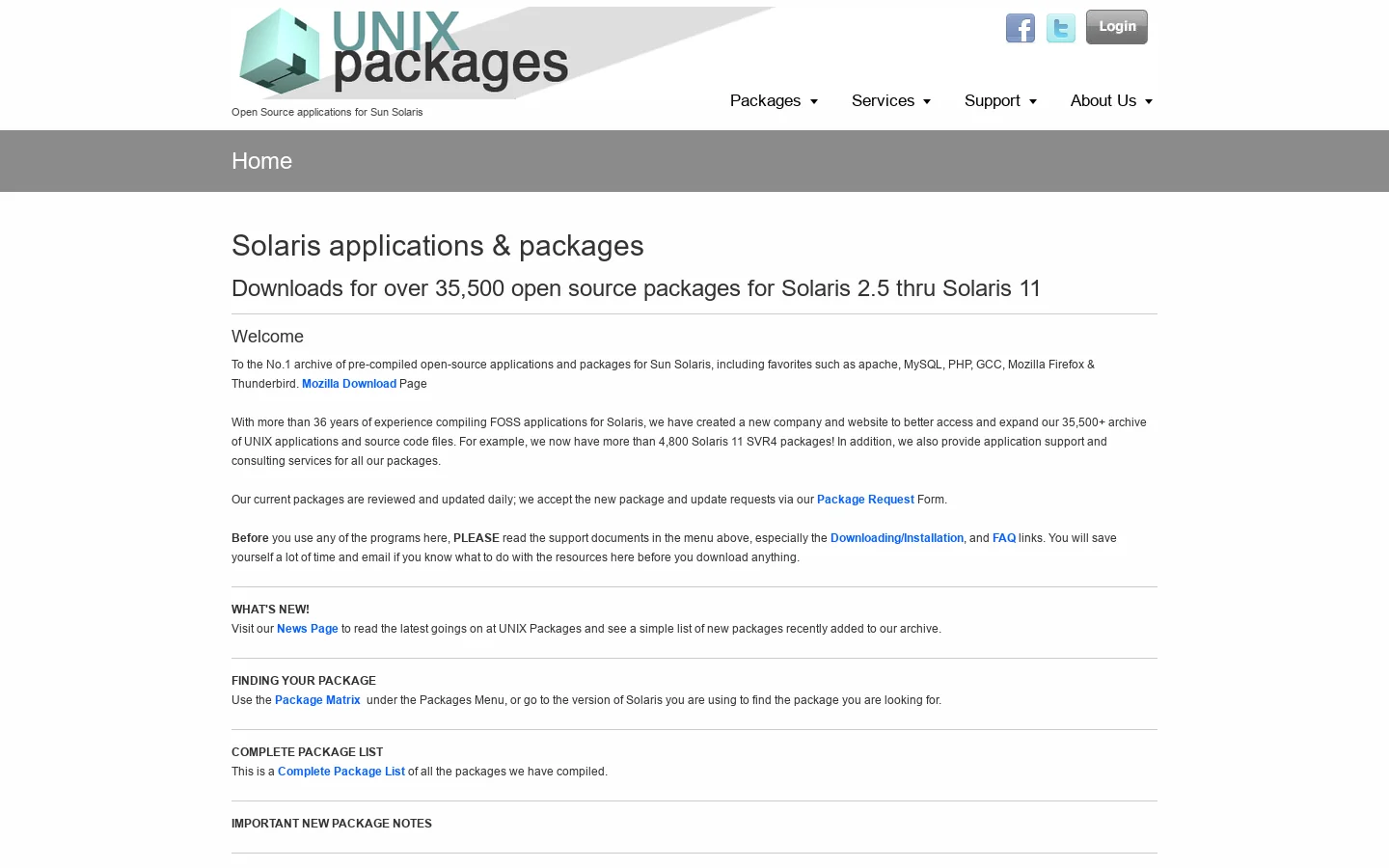 Home UNIX Packages pre-compiled Sun/Oracle Solaris Packages Homepage screenshot