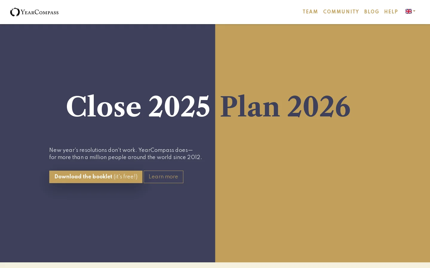 YearCompass Homepage screenshot