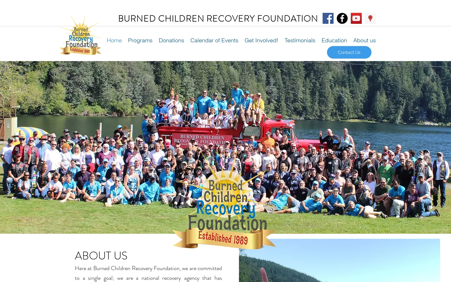 Burned Children Recovery Foundation Homepage screenshot