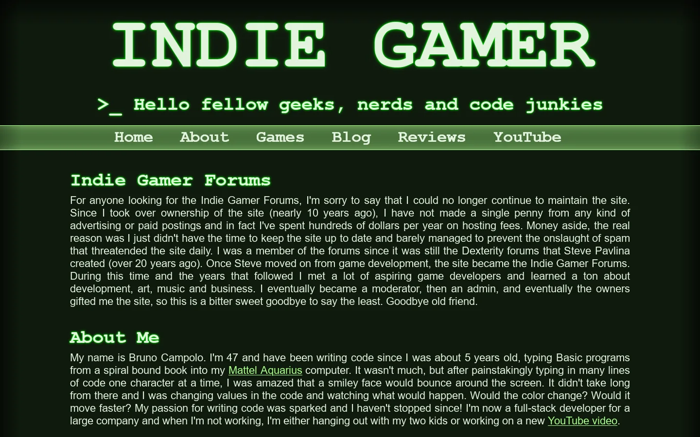 Indie Gamer Homepage screenshot