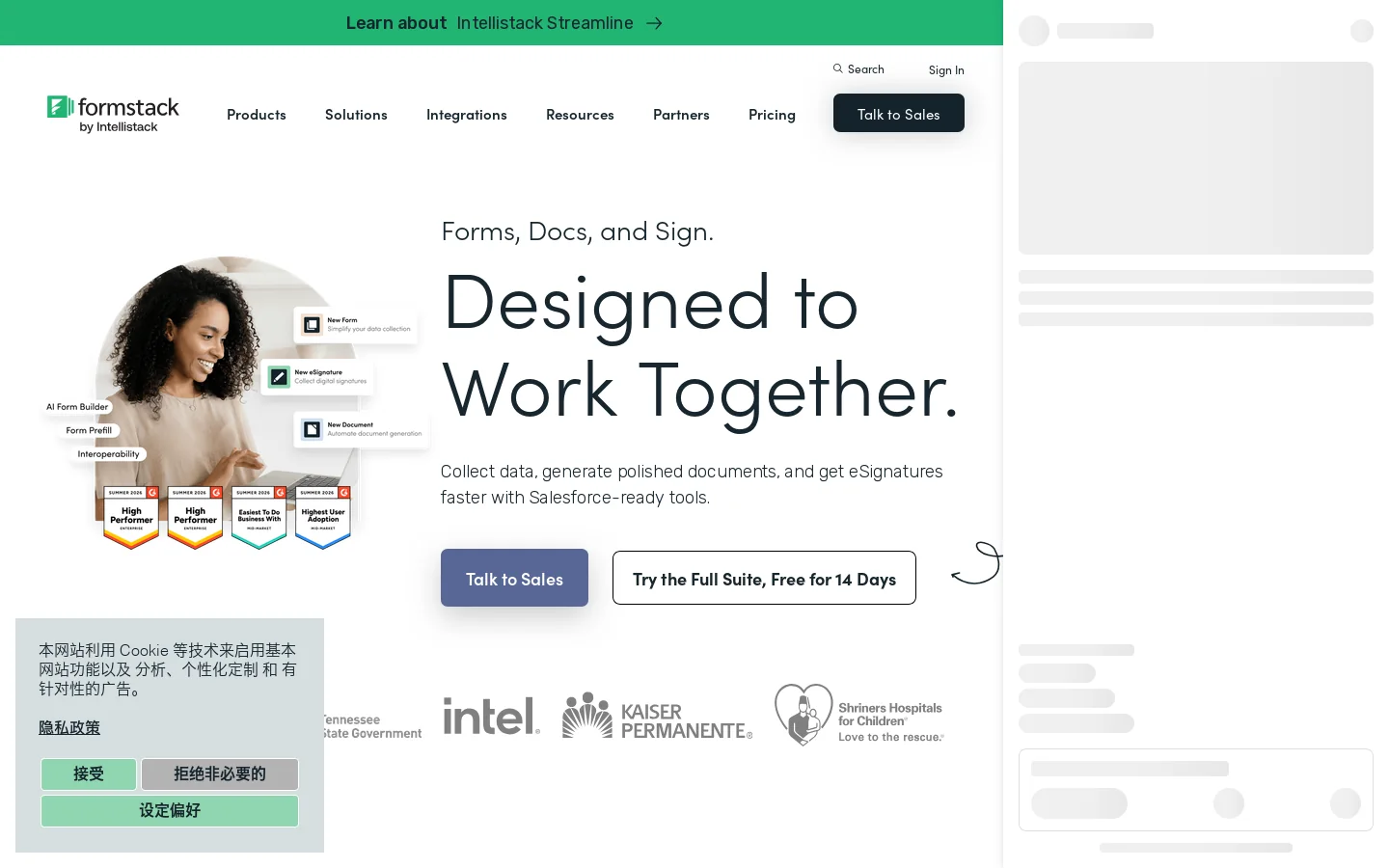 Formstack Homepage screenshot