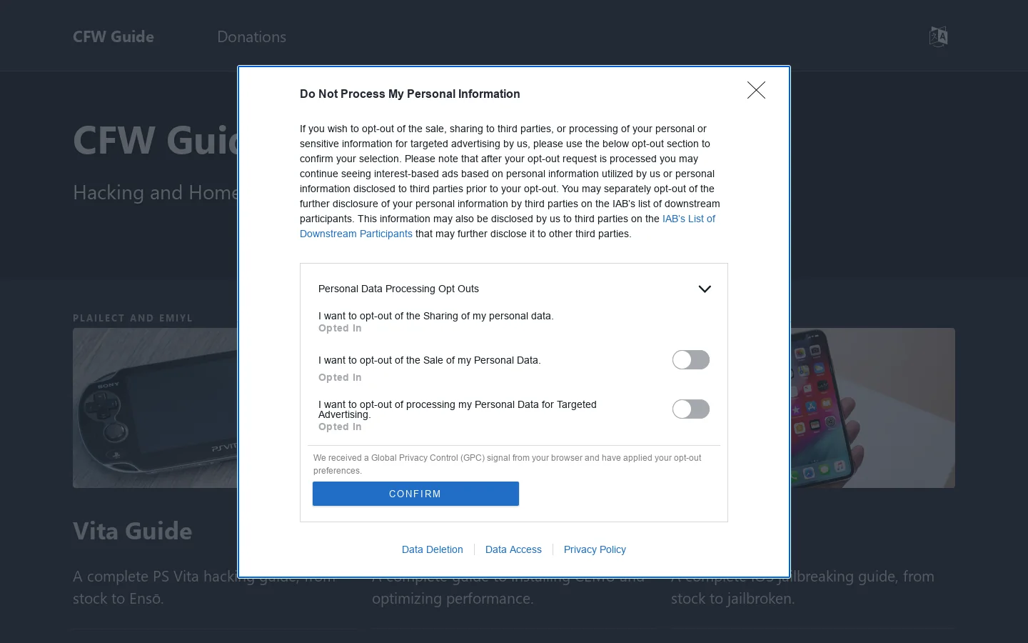 CFW Guide Homepage screenshot