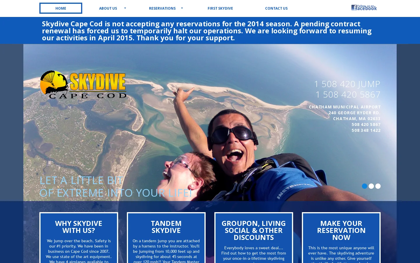 Skydive Cape Cod Homepage screenshot