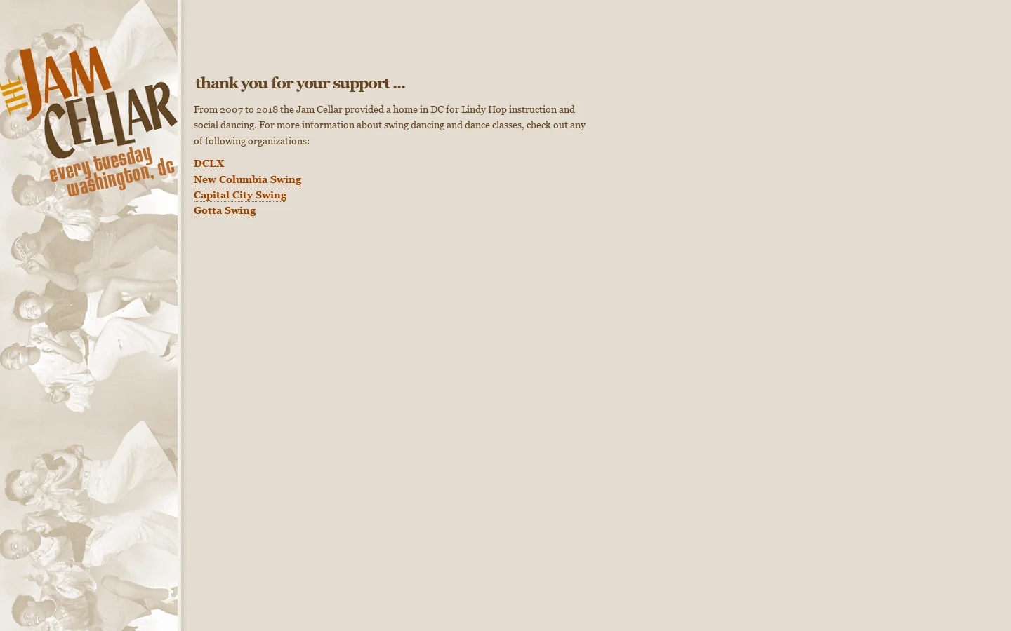 THE JAM CELLAR Homepage screenshot