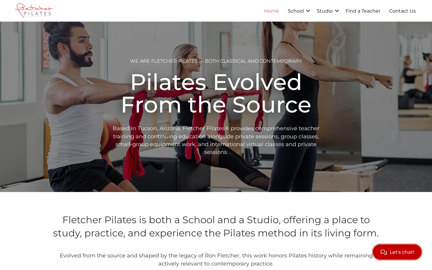 Fletcher Pilates® Homepage screenshot