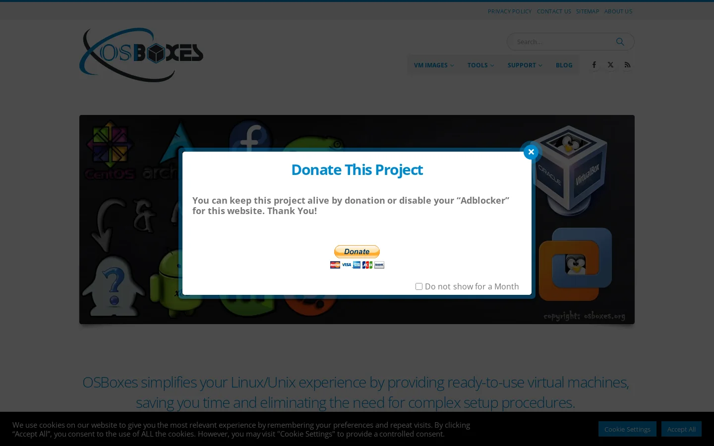 OSBoxes Homepage screenshot