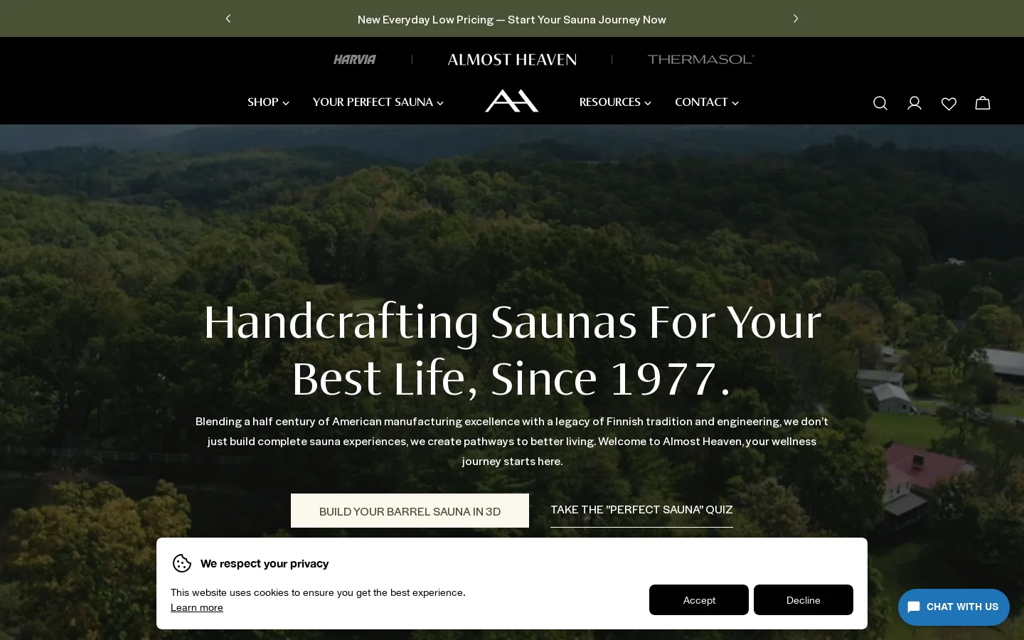 Almost Heaven Saunas Homepage screenshot