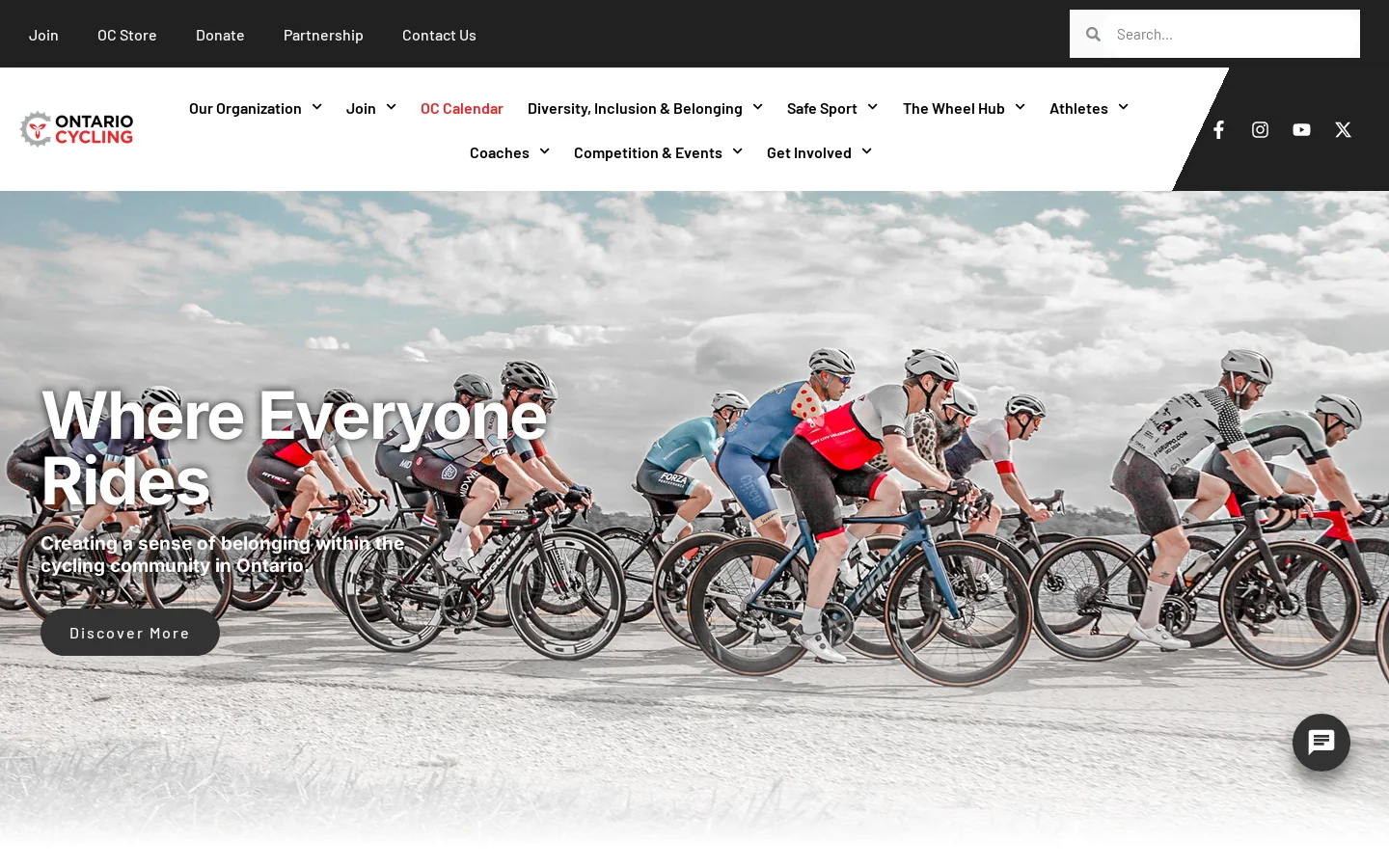 ONTARIO CYCLING Homepage screenshot