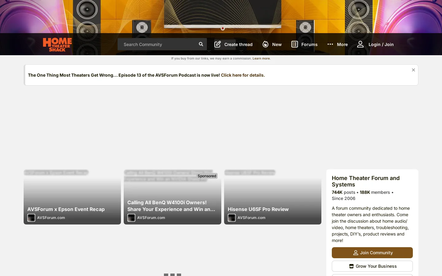 Home Theater Forum and Systems Homepage screenshot