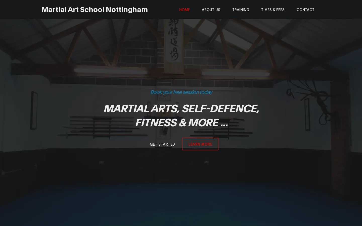 Martial Art School Nottingham | Martial Arts, Self-Defence Training Homepage screenshot