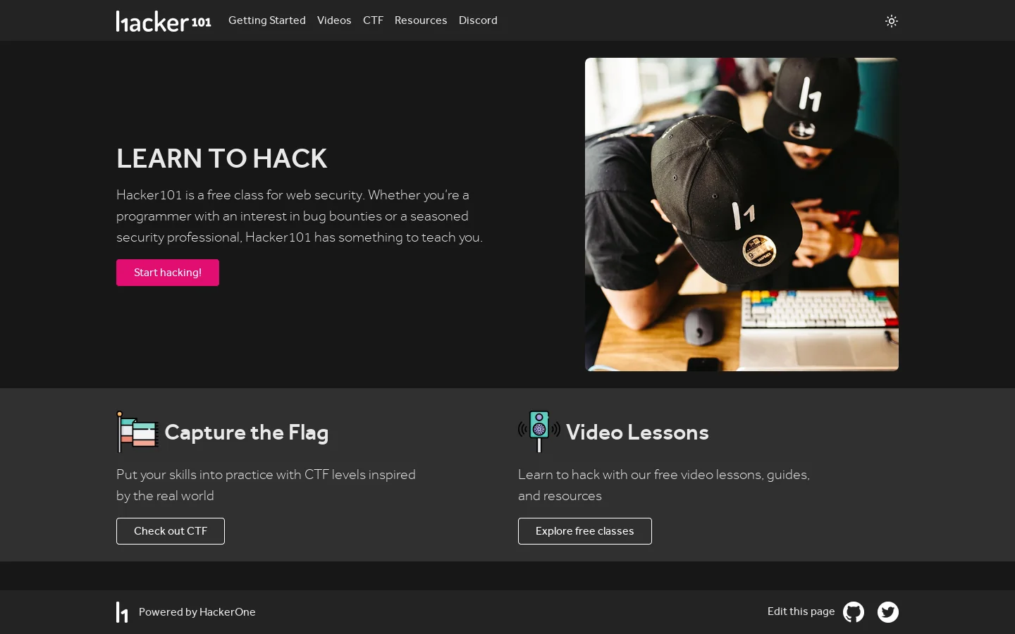Hacker101 Homepage screenshot