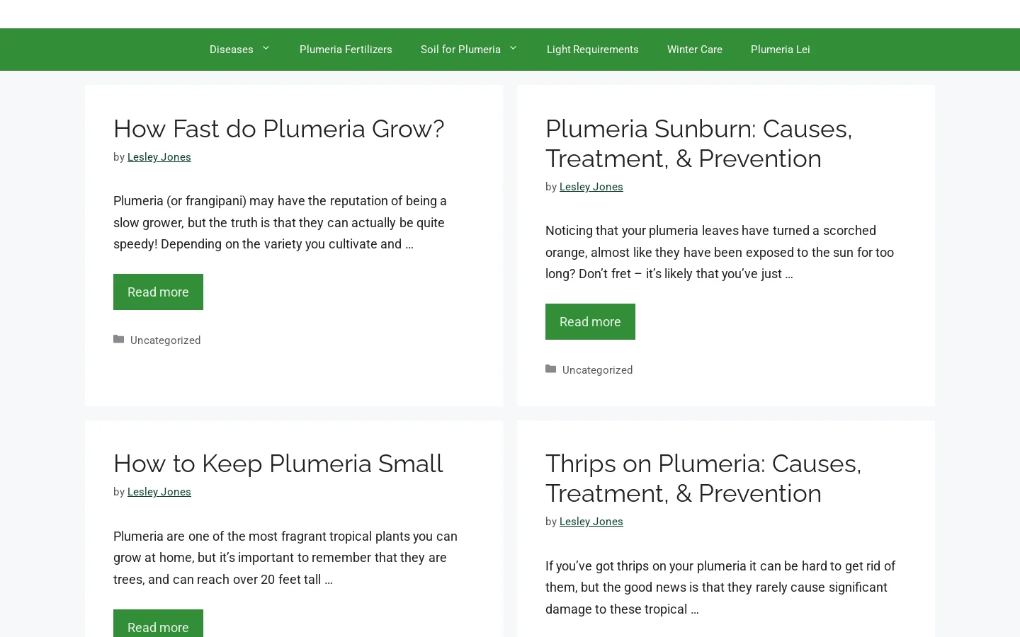 Plumeria 101 Homepage screenshot